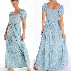 Anthropologie Daily Practice by Anthropologie Tiered Maxi Dress Blue White Small